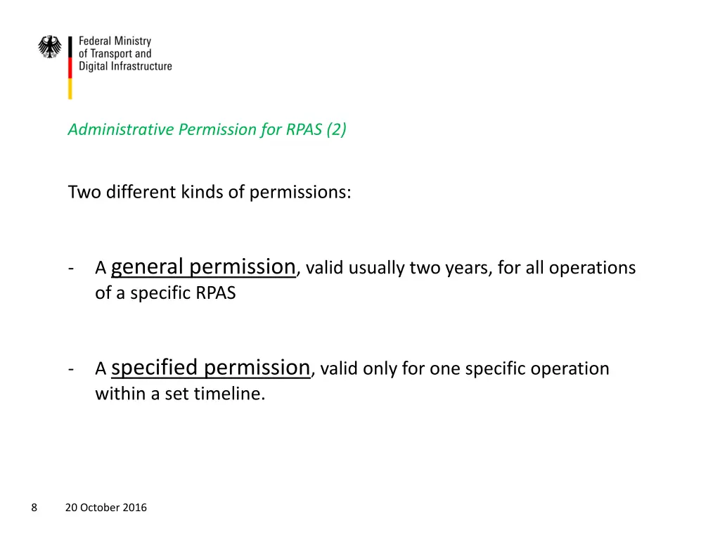 administrative permission for rpas 2