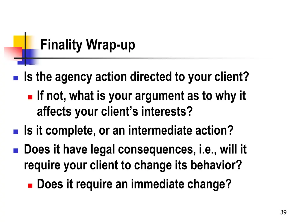 finality wrap up