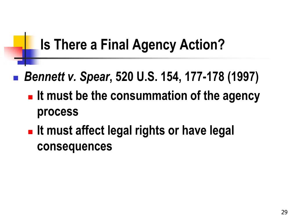 is there a final agency action