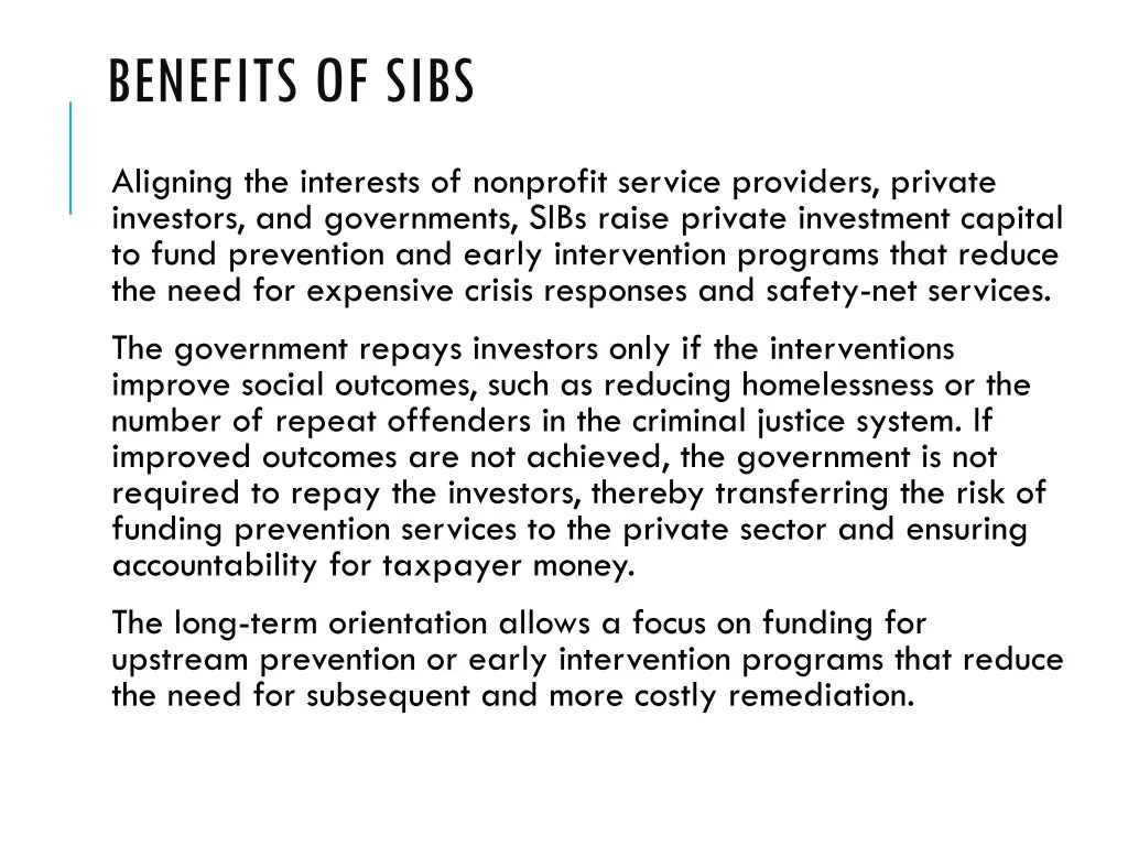 benefits of sibs