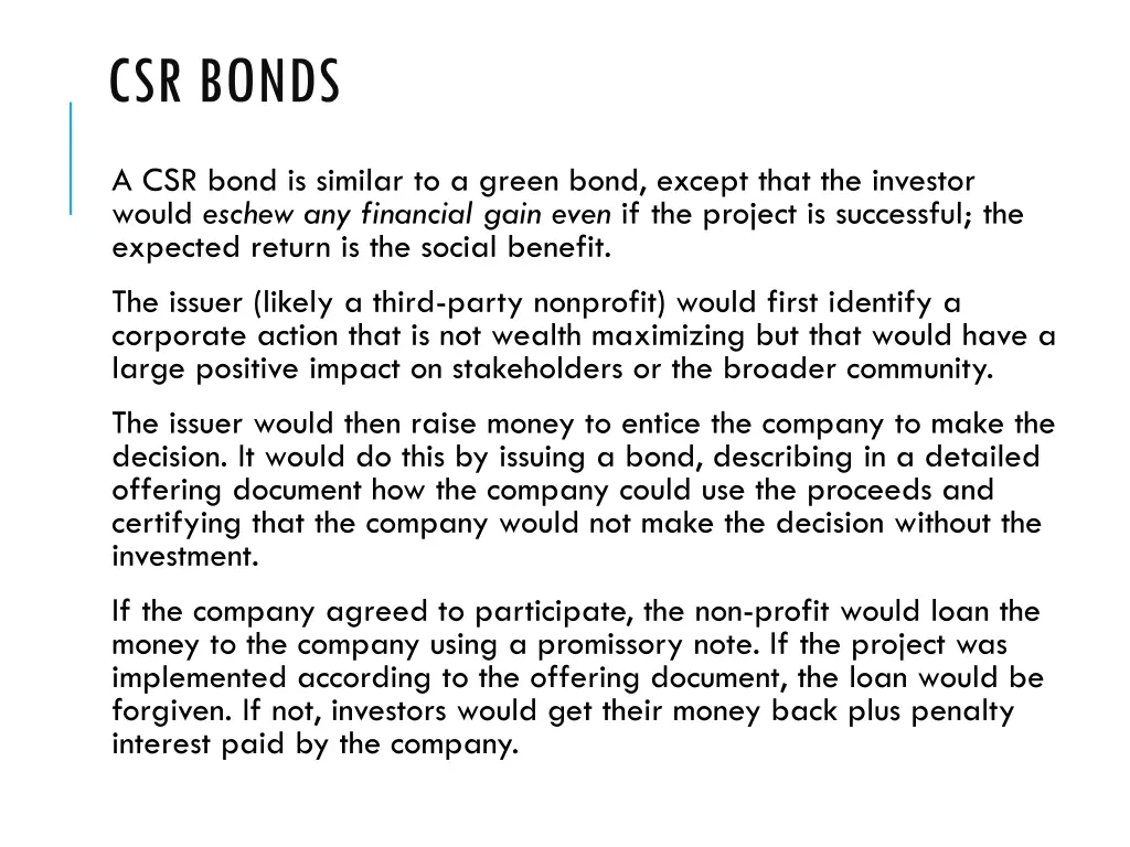 csr bonds