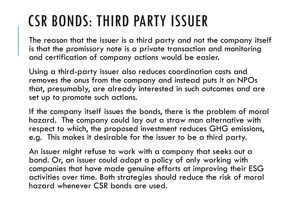 csr bonds third party issuer