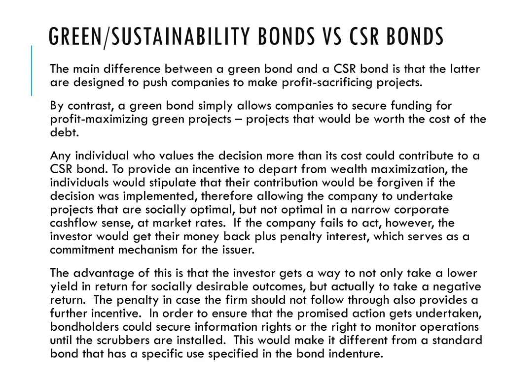 green sustainability bonds vs csr bonds