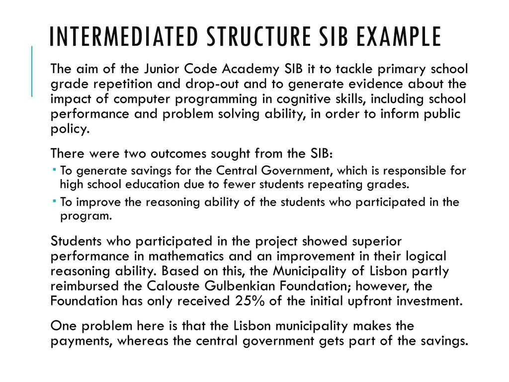intermediated structure sib example 1