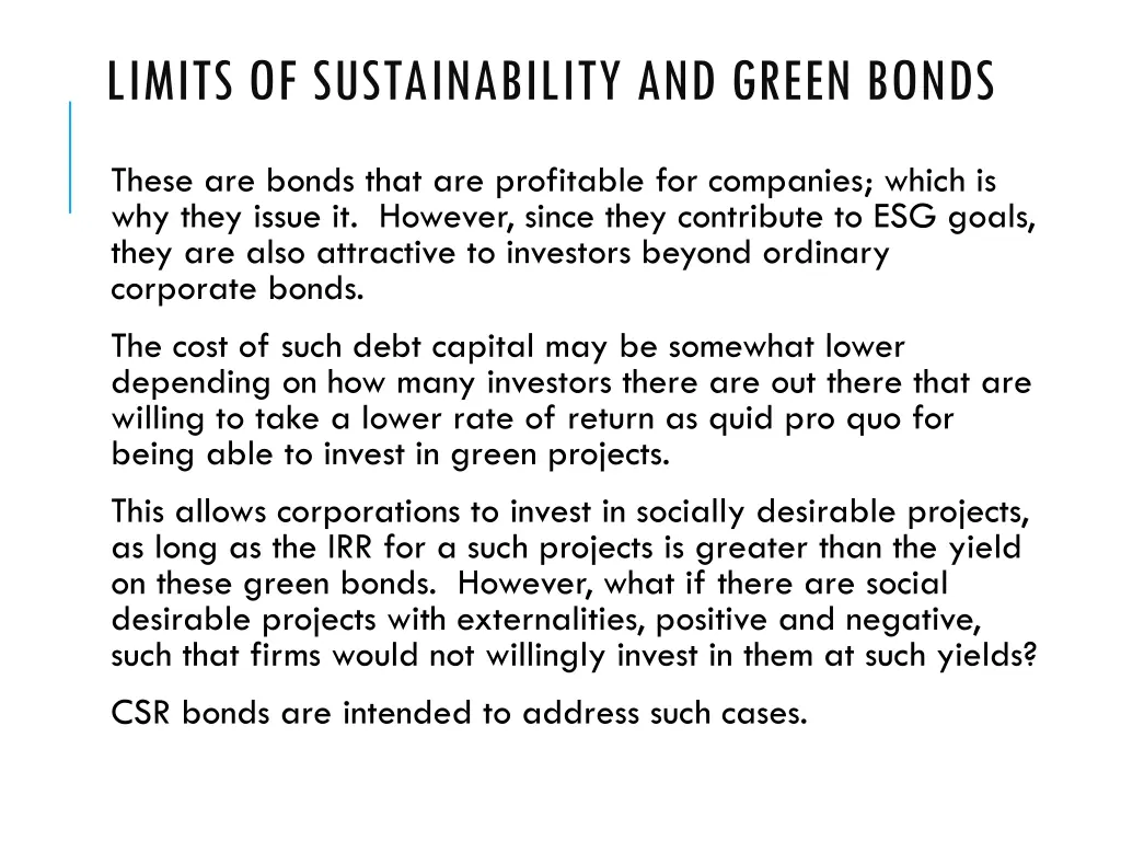 limits of sustainability and green bonds