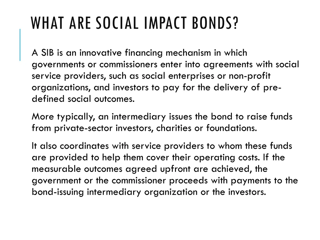 what are social impact bonds