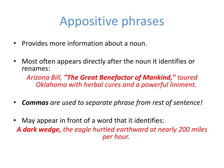 appositive phrases
