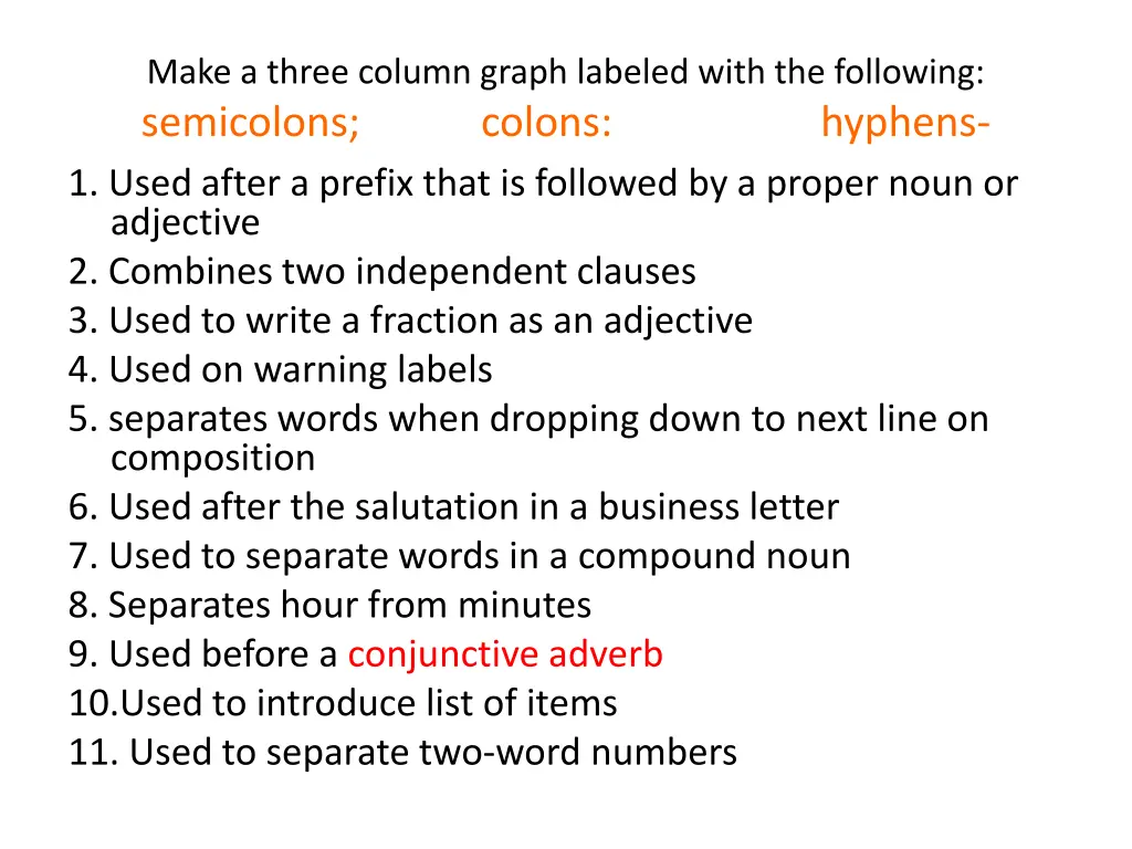 make a three column graph labeled with