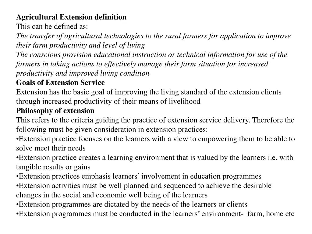 agricultural extension definition this