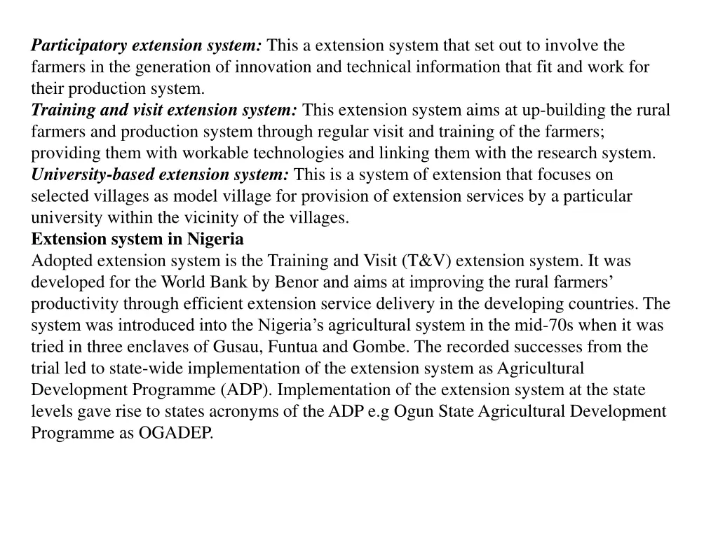 participatory extension system this a extension
