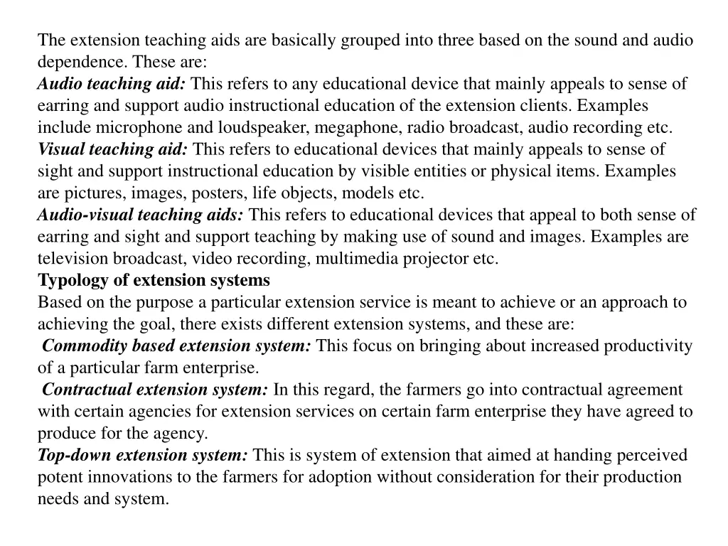 the extension teaching aids are basically grouped