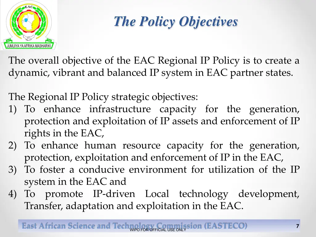 the policy objectives