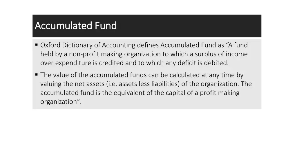 accumulated fund accumulated fund