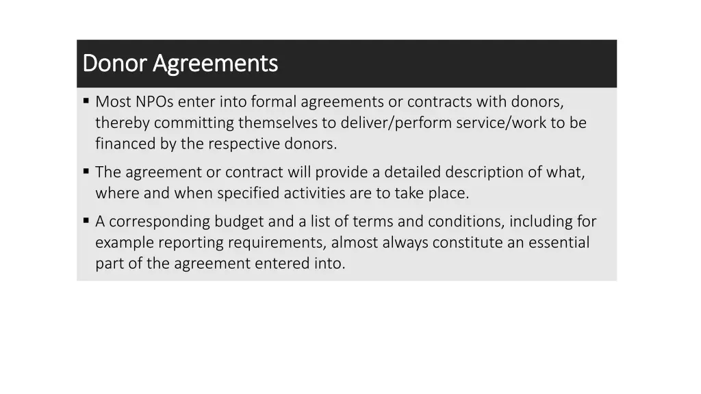 donor agreements donor agreements
