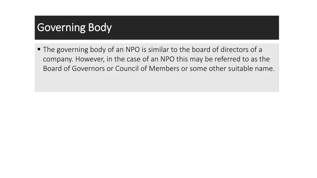 governing body governing body