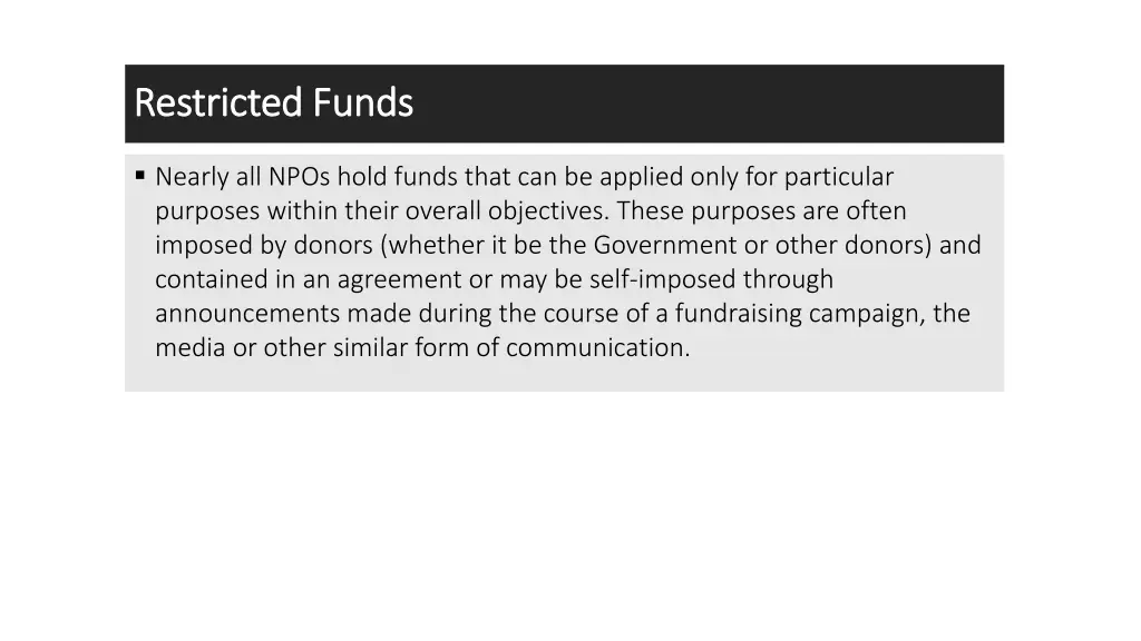 restricted funds restricted funds