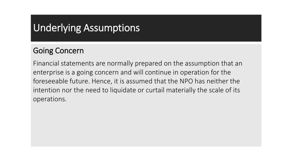underlying assumptions underlying assumptions
