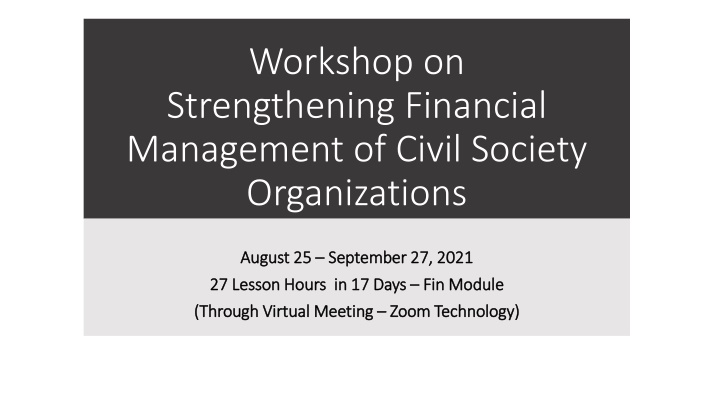 workshop on strengthening financial management