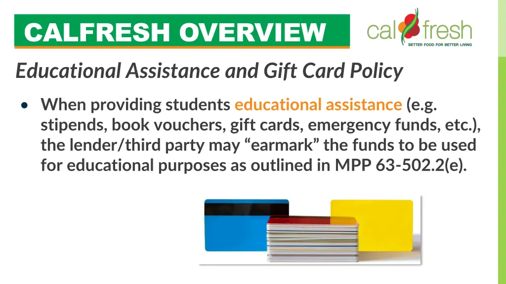 calfresh overview educational assistance and gift