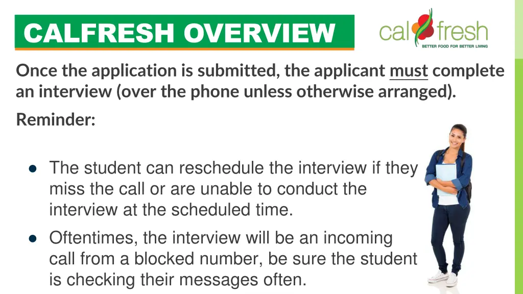 calfresh overview once the application