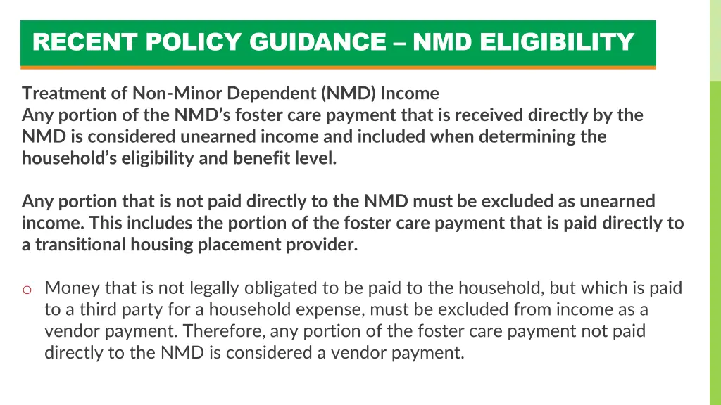 recent policy guidance nmd eligibility 3