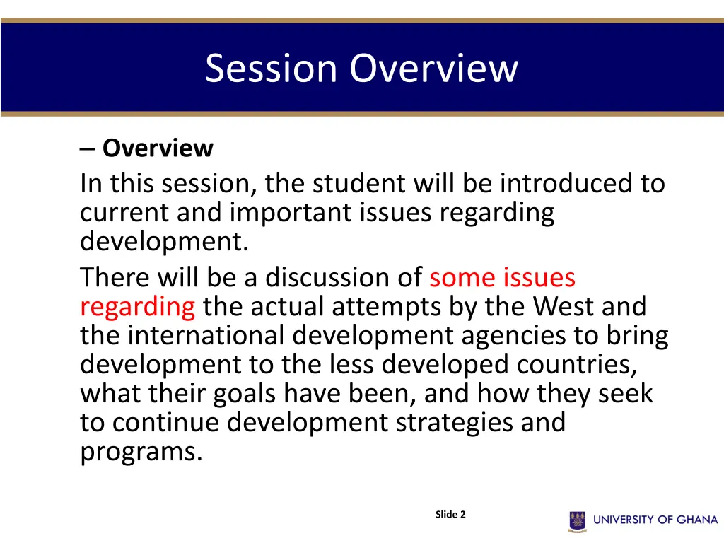 session overview