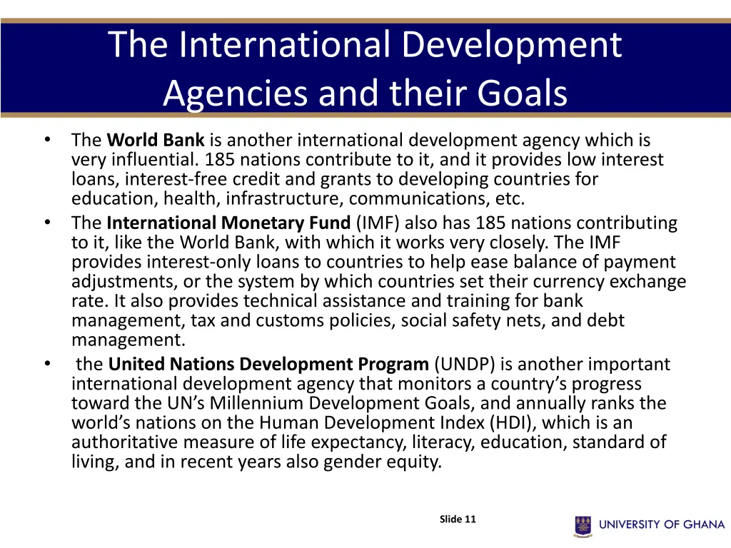 the international development agencies and their 1
