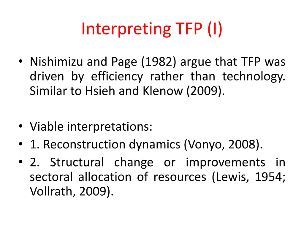 interpreting tfp i