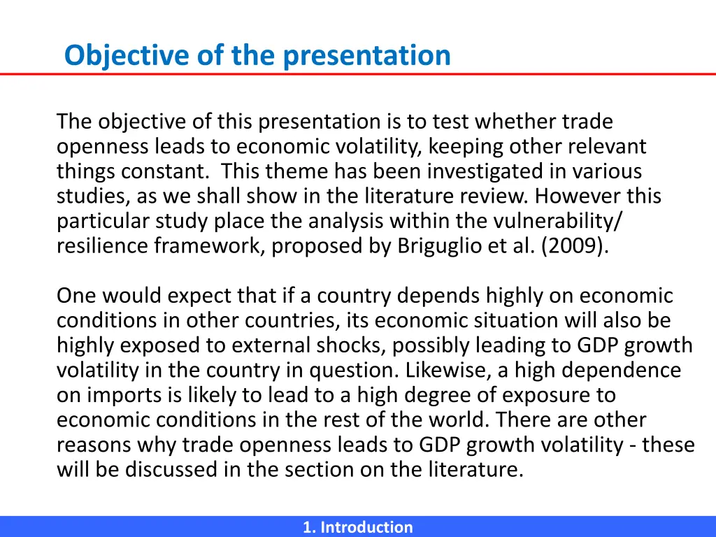 objective of the presentation