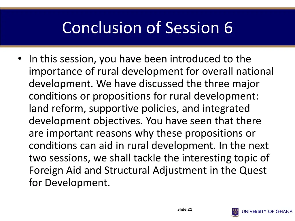 conclusion of session 6