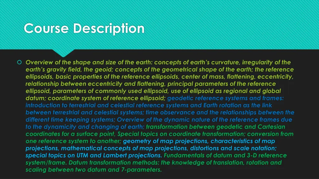 course description