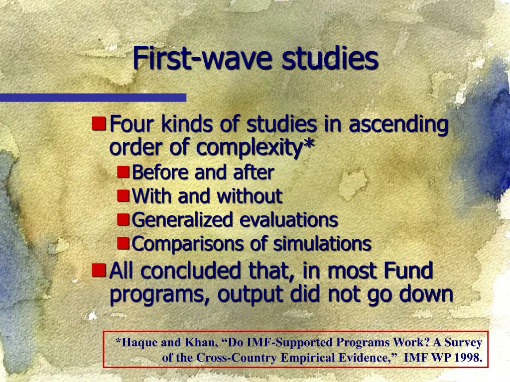 first wave studies
