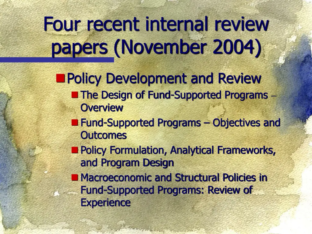 four recent internal review papers november 2004