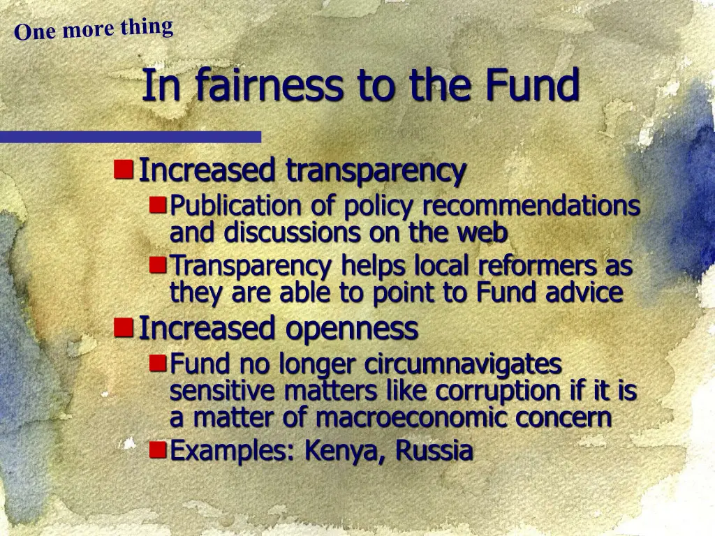 in fairness to the fund
