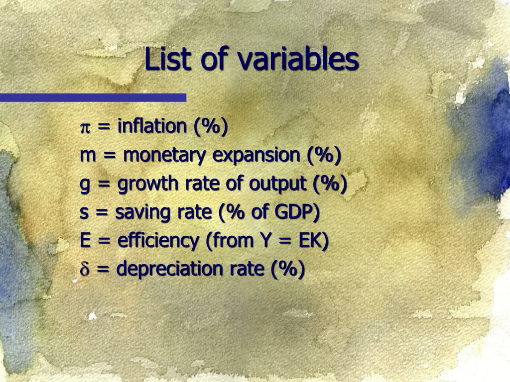 list of variables 1