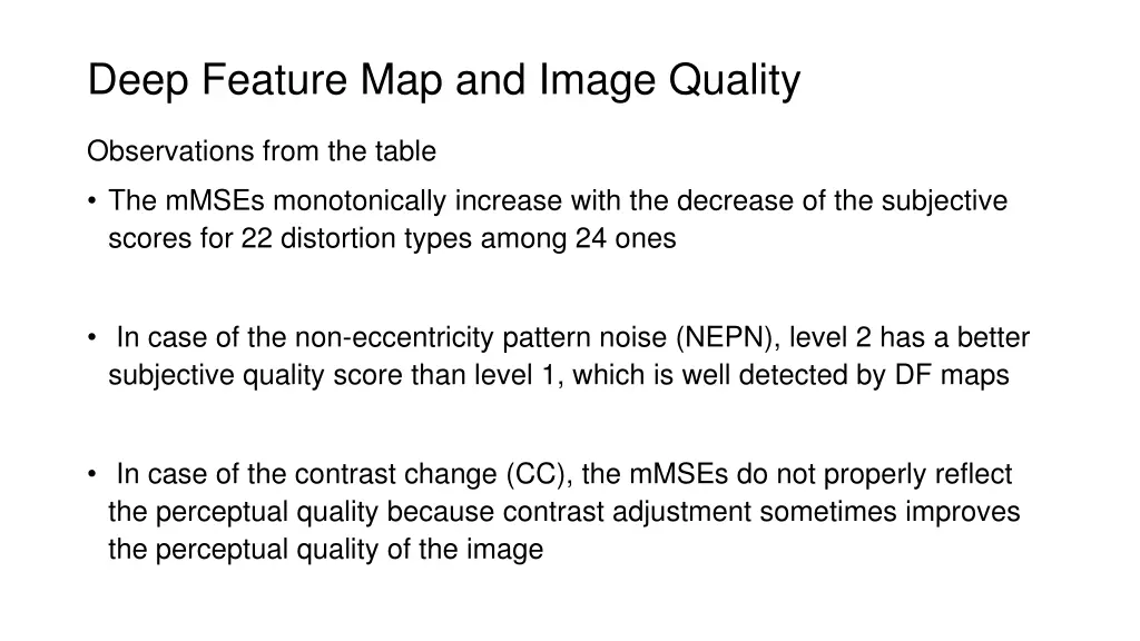 deep feature map and image quality 2