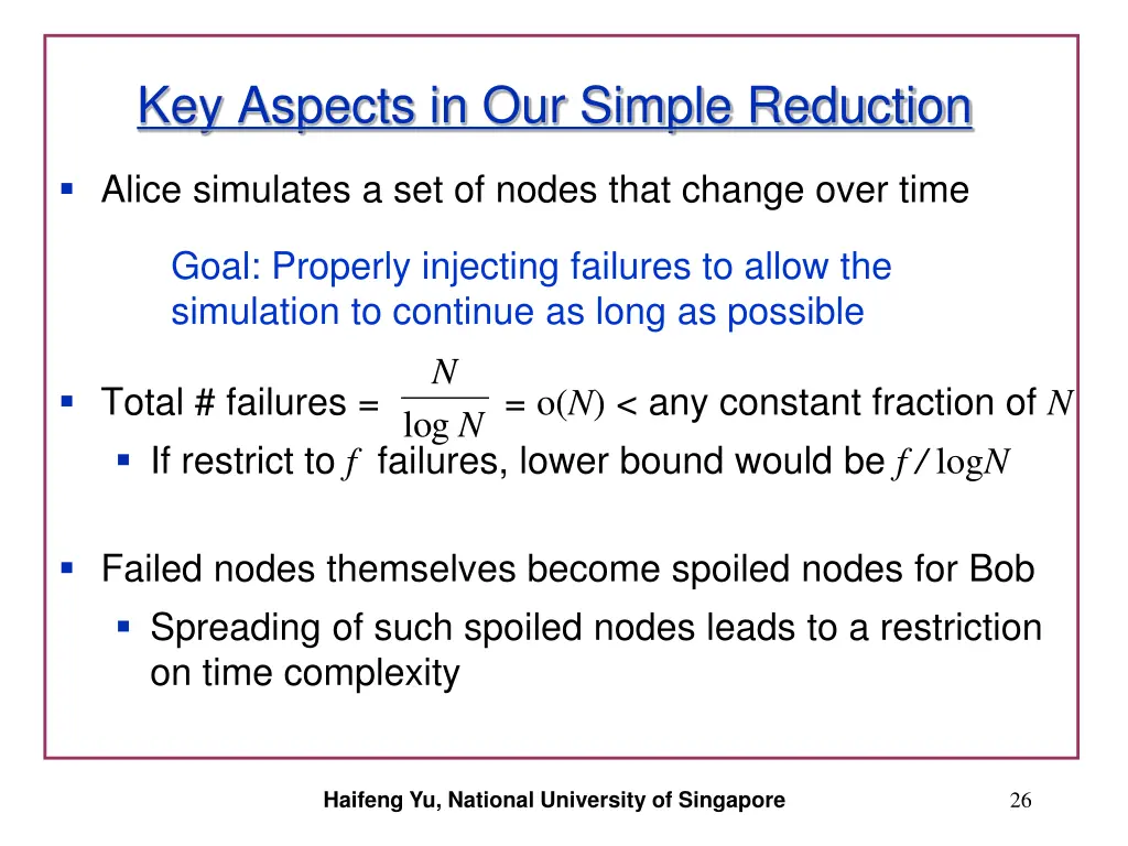 key aspects in our simple reduction