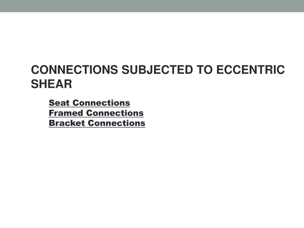 connections subjected to eccentric shear