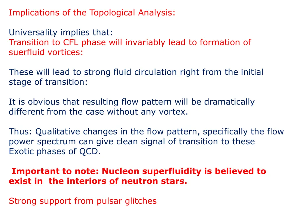 implications of the topological analysis