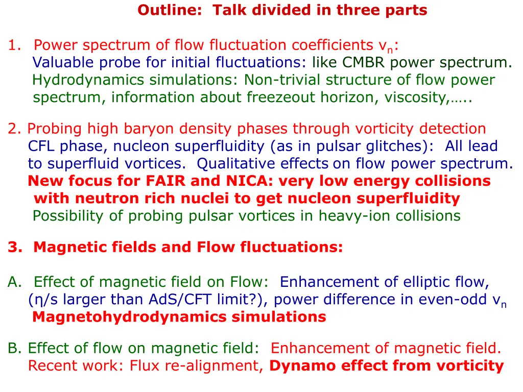 outline talk divided in three parts
