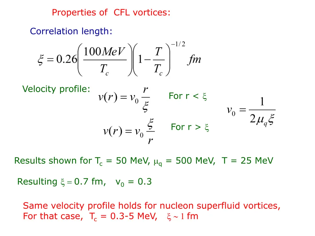 properties of cfl vortices