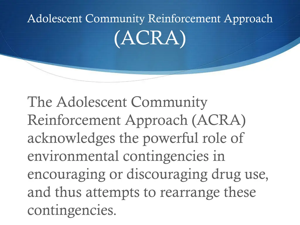 adolescent community reinforcement approach acra
