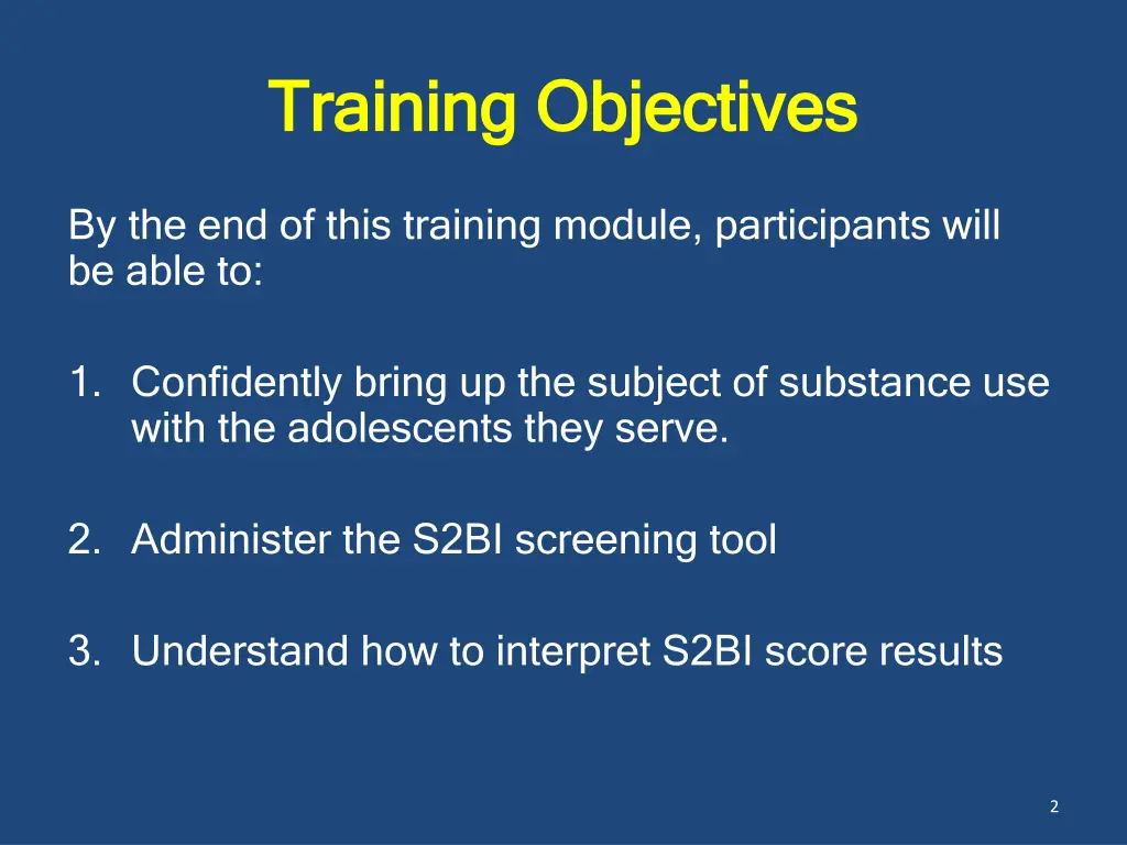 training objectives training objectives