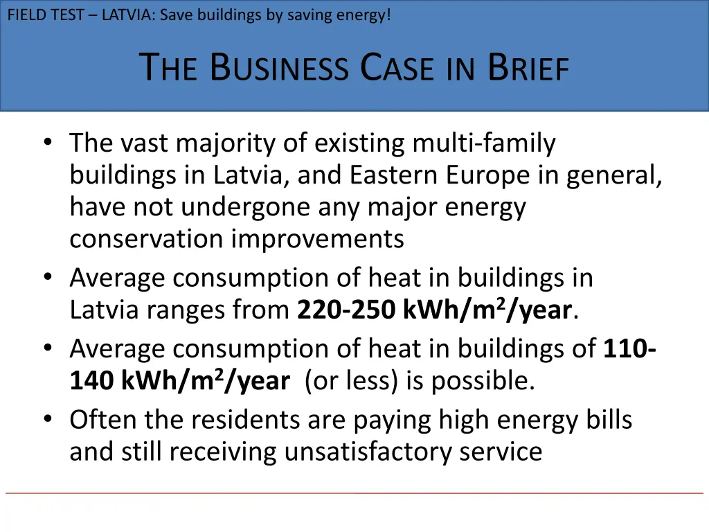 field test latvia save buildings by saving energy