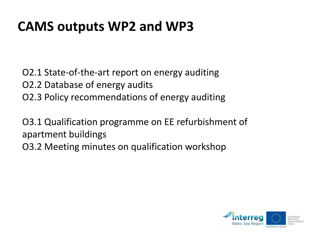 cams outputs wp2 and wp3