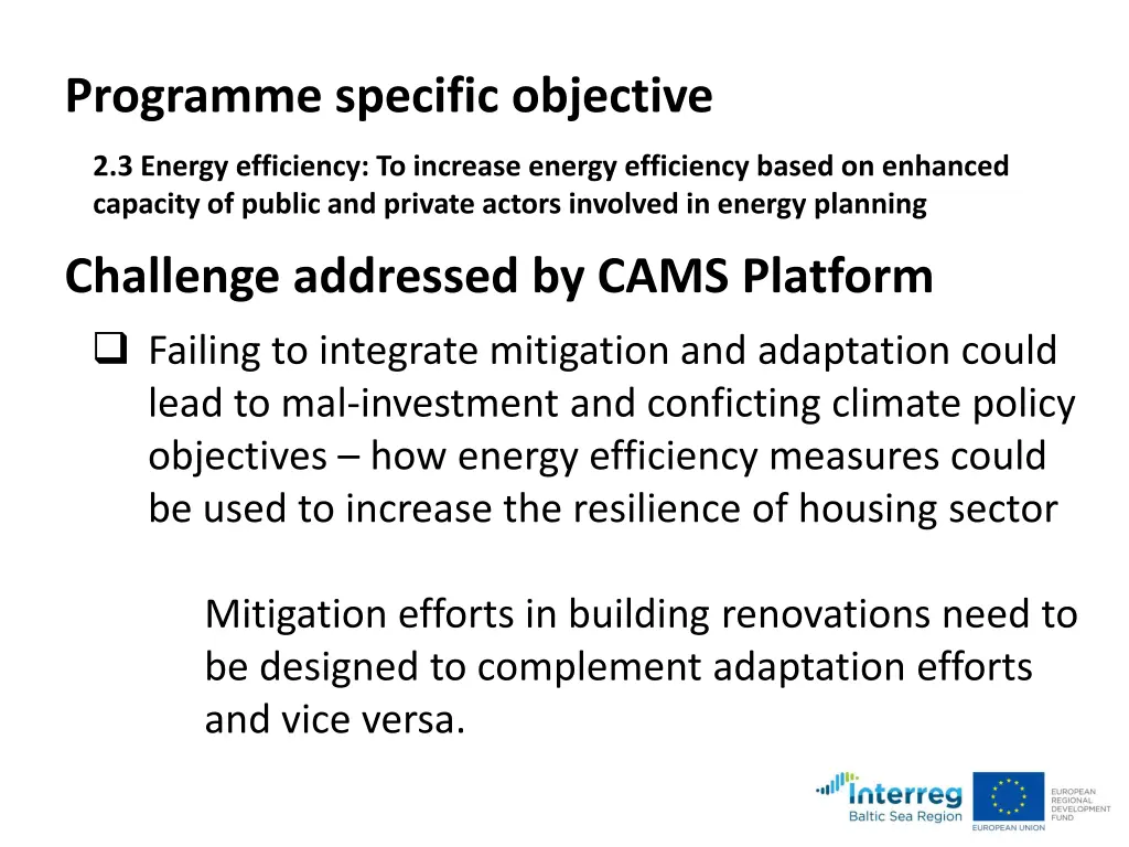 programme specific objective