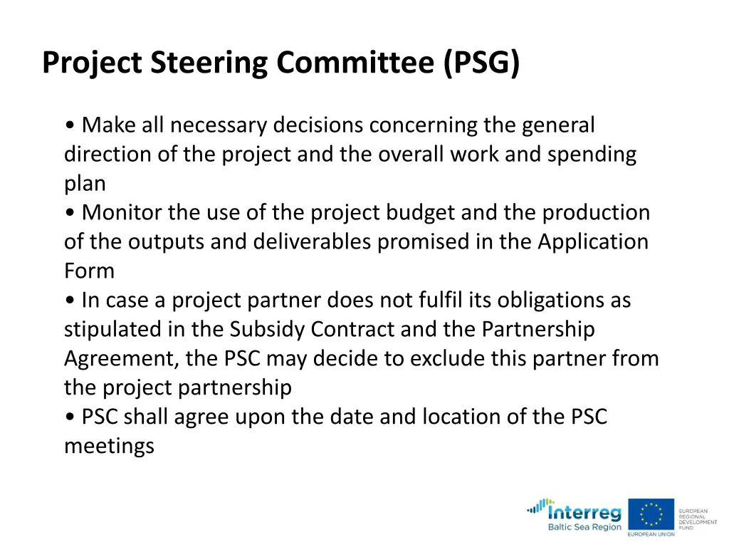 project steering committee psg