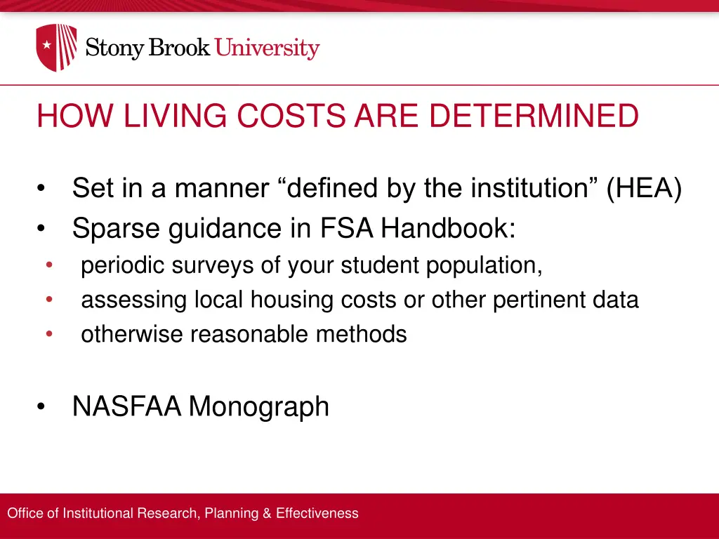 how living costs are determined