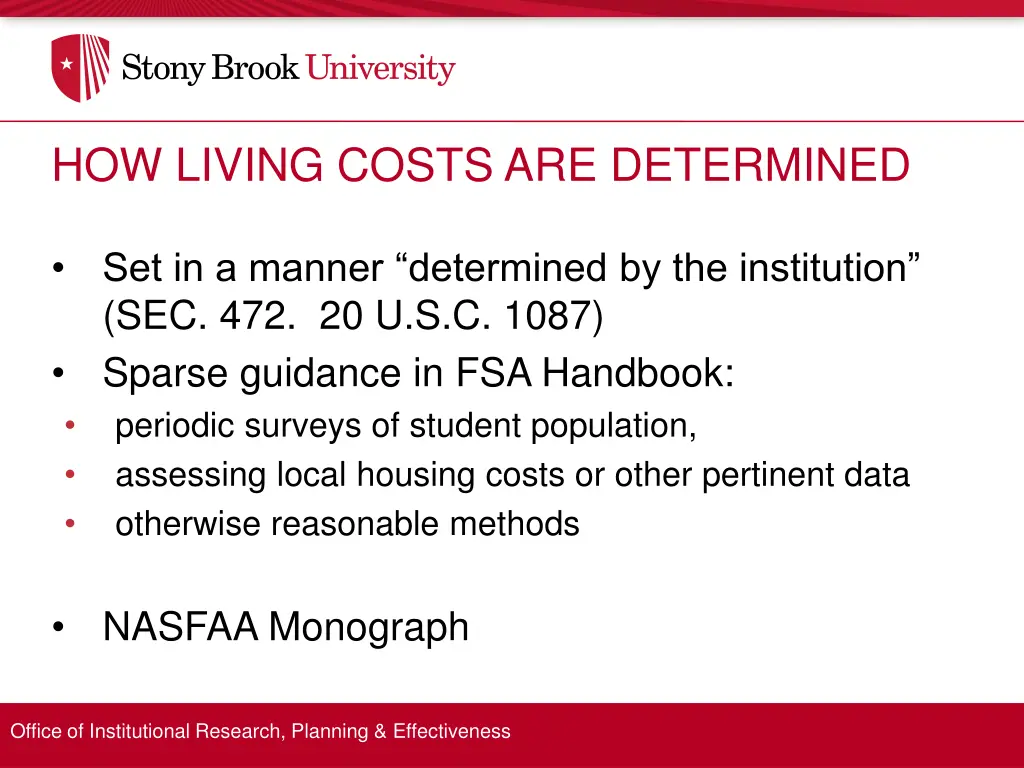 how living costs are determined
