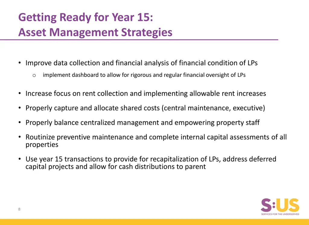 getting ready for year 15 asset management